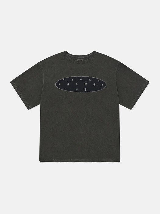 Starry pigment half T-shirts / Black charcoal