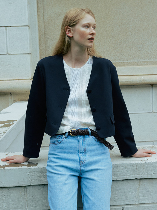 Cropped No-collar Jacket