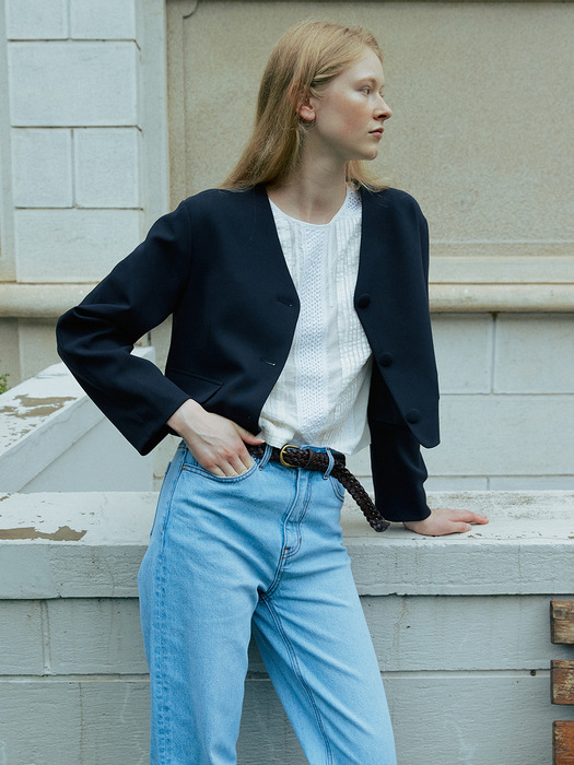 Cropped No-collar Jacket