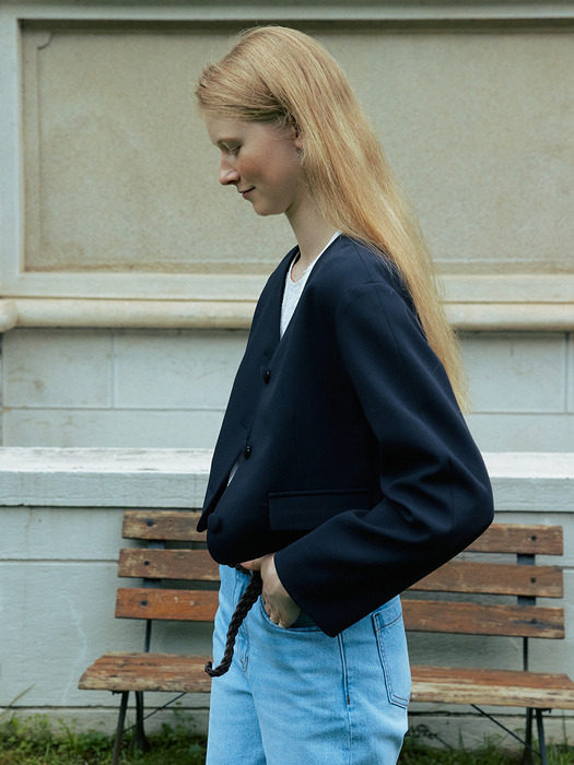 Cropped No-collar Jacket