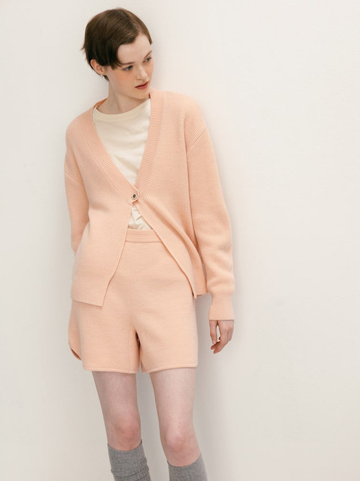 Wool Blended Knit Shorts  Salmon Pink (WE385UC159)