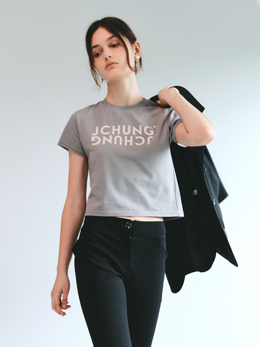 J.Chung Logo Crop Top_Charcoal