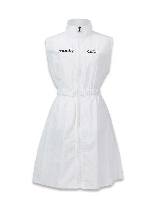 shine zip-up dress white