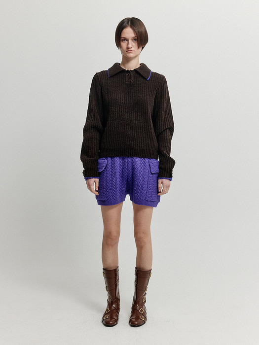 XARF Pocket Cable Knit Shorts - Purple