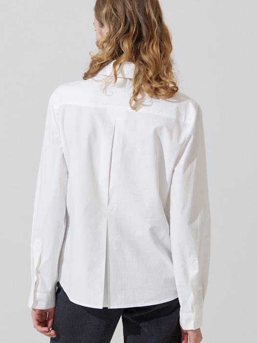 Loose fit back triangle stitch shirts - white