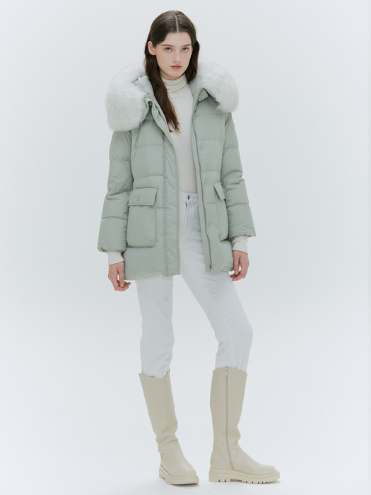 FOX FUR HOODED GOOSE DOWN JACKET [3COLORS]