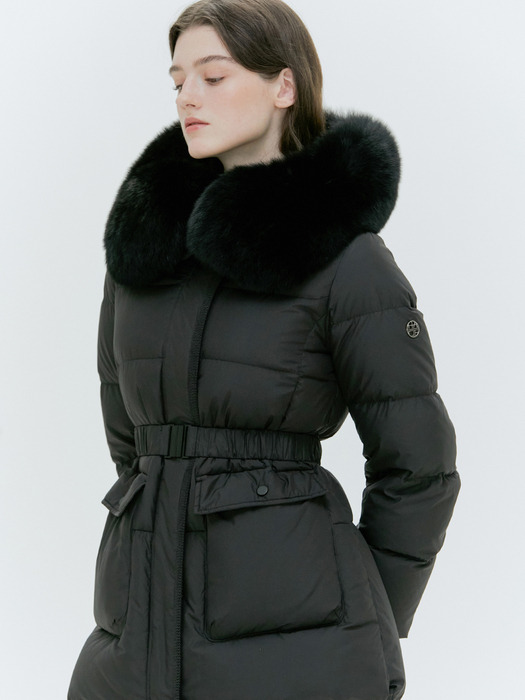 FOX FUR HOODED GOOSE DOWN JACKET [3COLORS]