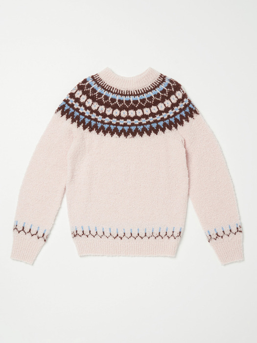 Via Jacquard halfneck Knit (Light pink)