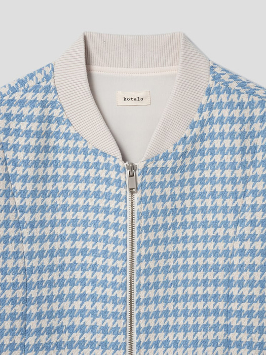 Hound Tooth Tweed Bomber Jacket  Sky Blue(WE3911T59Q) (WE3911T59Q)