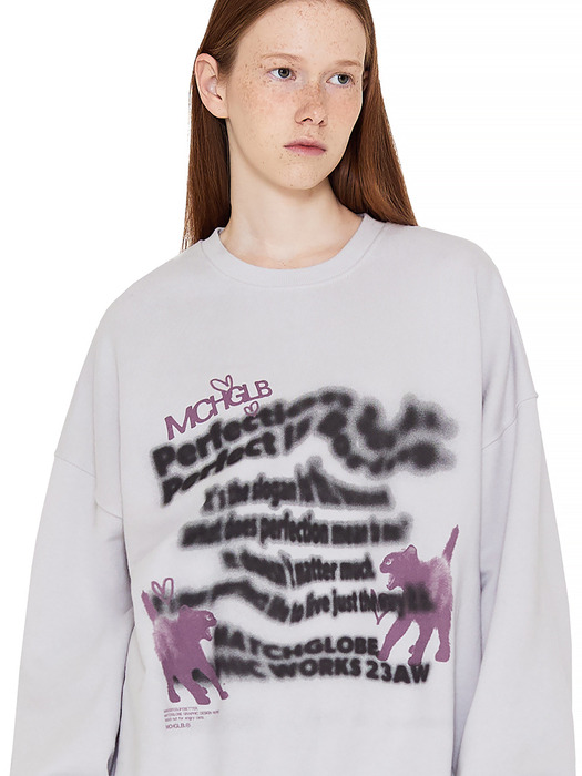 DISTORTION CAT SWEATSHIRT (LIGHT GREY)