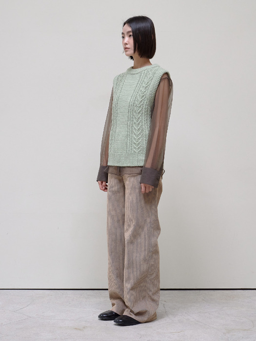 Heart Cable Knit Vest_Green