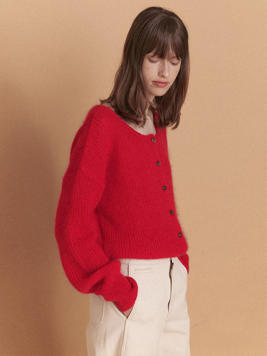 Mouse Kid-Mohair Cardigan (Red)