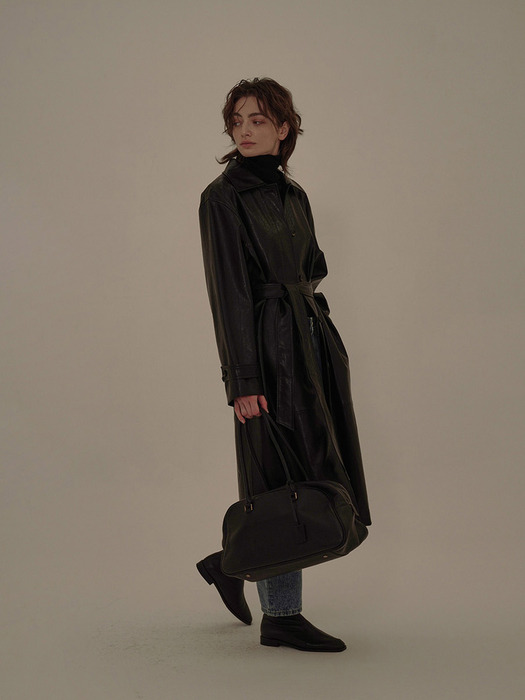 Leather Mac Coat (black)