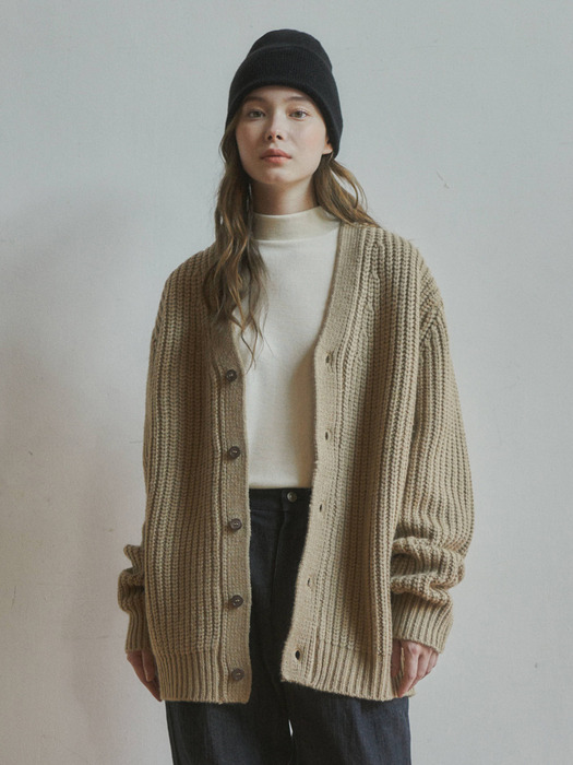 (W)Always Heavy V-Neck Cardigan/3col