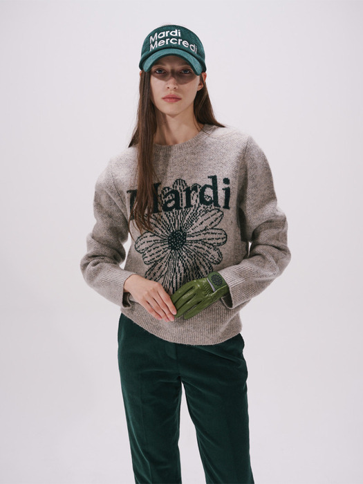 MOHAIR BLENDED KNIT PULLOVER_GREY DEEP GREEN