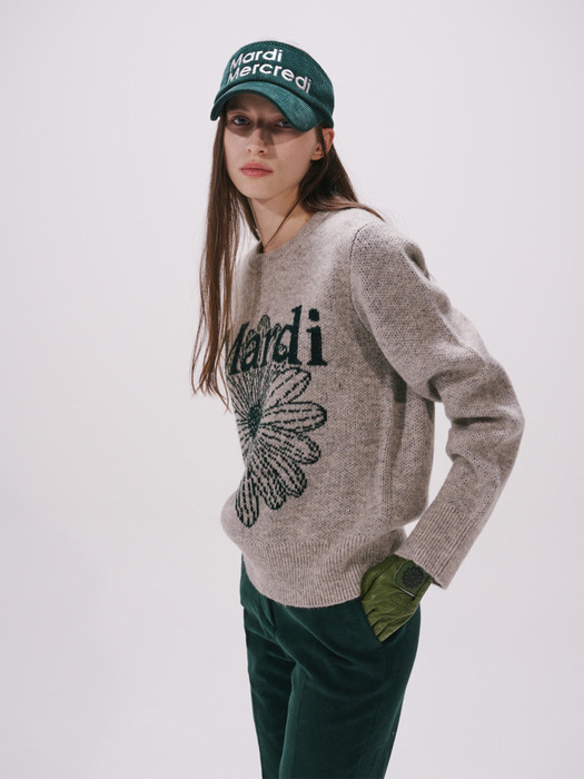 MOHAIR BLENDED KNIT PULLOVER_GREY DEEP GREEN