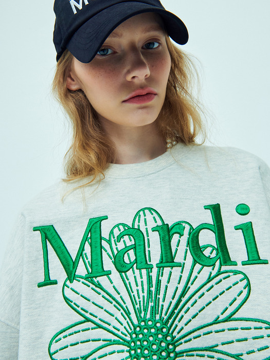 SWEATSHIRT FLOWERMARDI NEEDLEWORK_OATMEAL GREEN