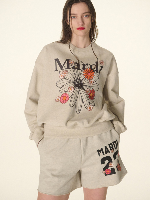 SWEATSHIRT FLOWERMARDI BLOSSOM_OATMEAL BLACK