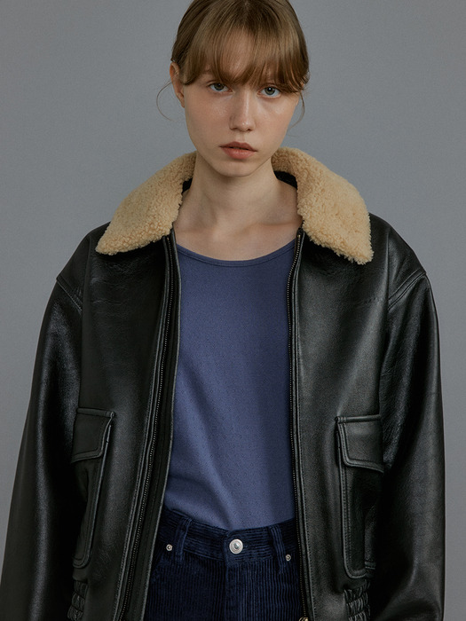G-1 winter shearling leather jacket (Black)