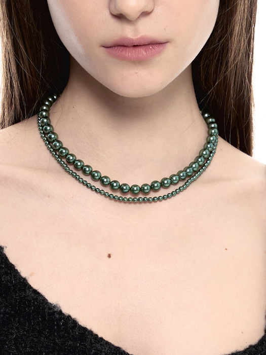 ESSENTIAL NO.3 GREEN PEARL NECKLACE 925 SILVER