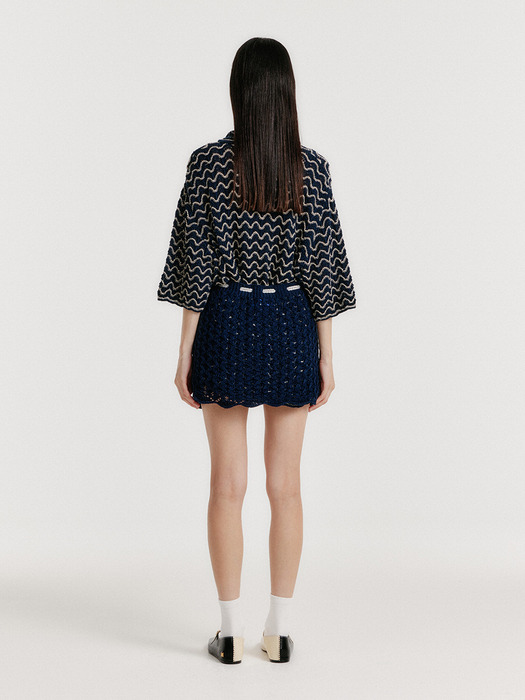 YEL Cable Knit Mini Skirt - Navy