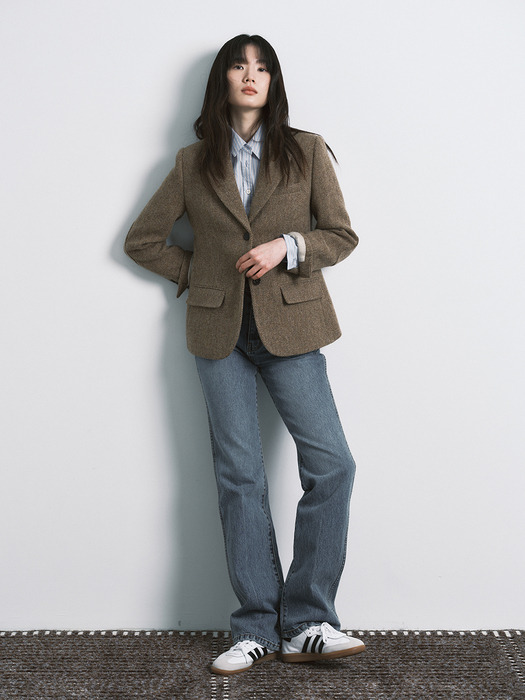 WOOL BLEND TWEED JACKET_KHAKI BEIGE