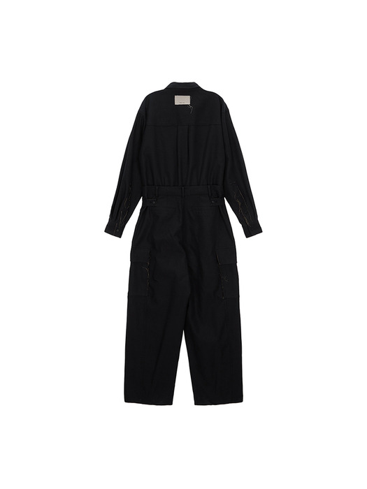 UTILITY BUTTON UP JUMPSUIT IN BLACK