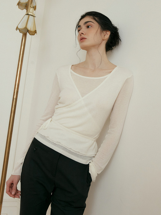 comos 1059 wrap frill T-shirt (ivory)