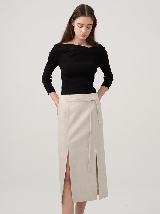 Asymmetric Slit Skirt NEW4SS233