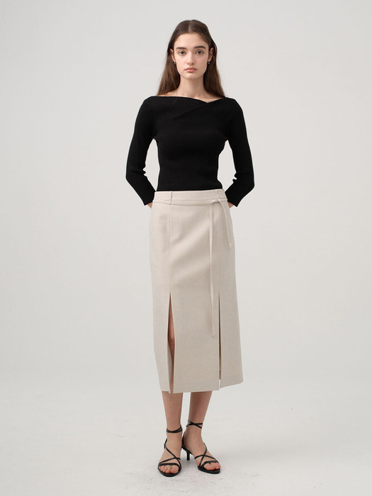 Asymmetric Slit Skirt NEW4SS233