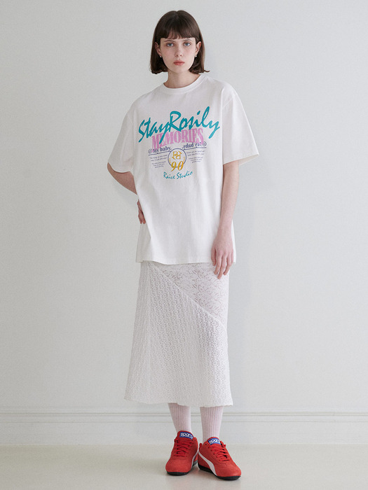 Lace Long Skirt in White VW4SS127-01