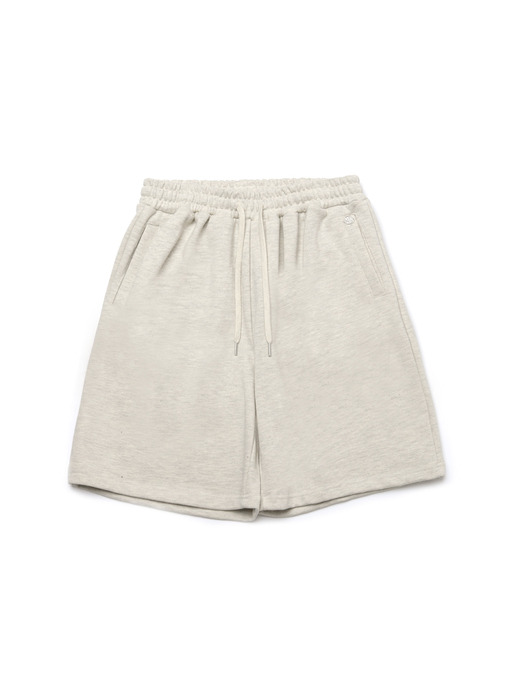 pintuck french terry half pants_ivory