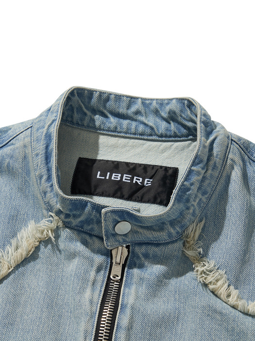 DENIM BIKER JACKET / BULE