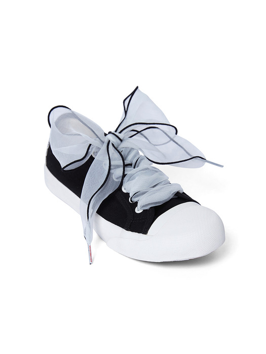 RIBBON SHOELACE_WHITE BLACK