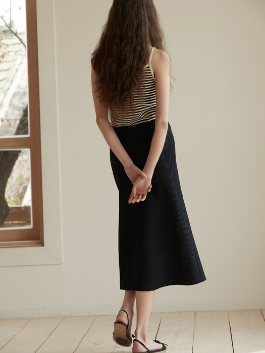 Tweed bell line skirt - Navy