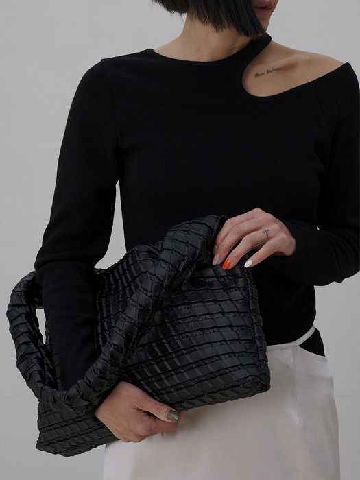 Textured Hobo Bag Black