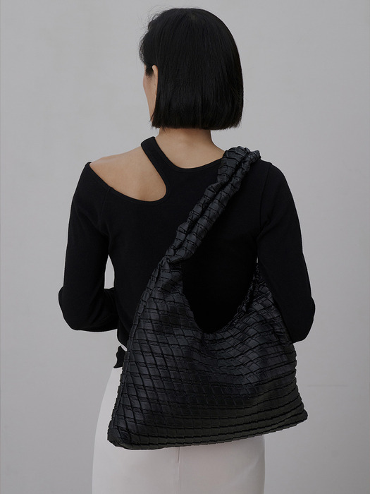 Textured Hobo Bag Black