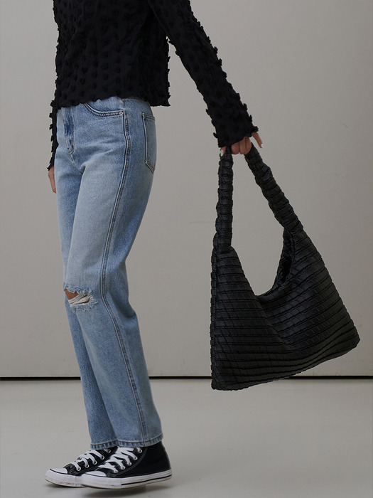 Textured Hobo Bag Black