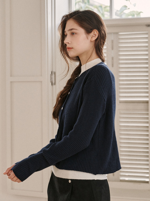 cashmere basic cardigan-navy