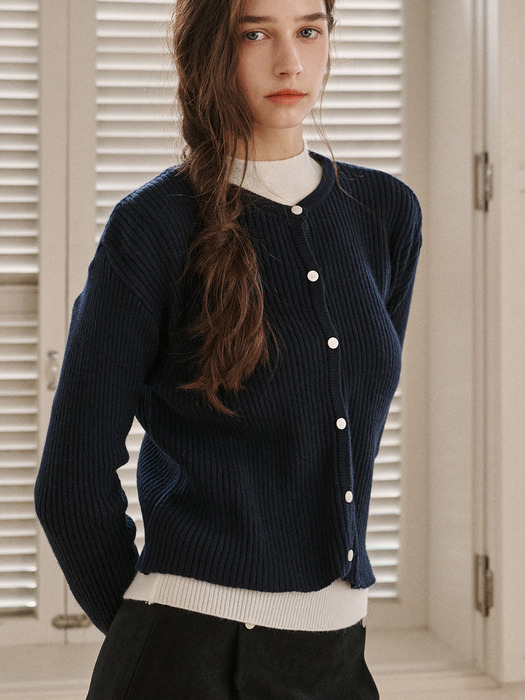 cashmere basic cardigan-navy