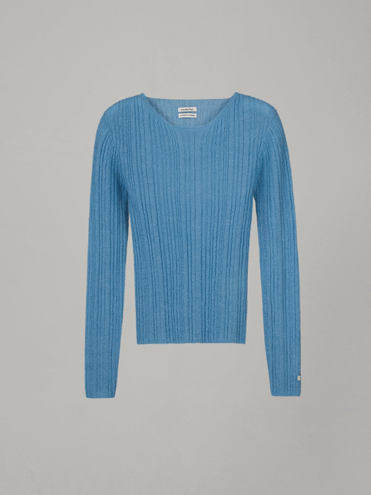 MOHAIR RIB KNIT TOP_OCEAN BLUE