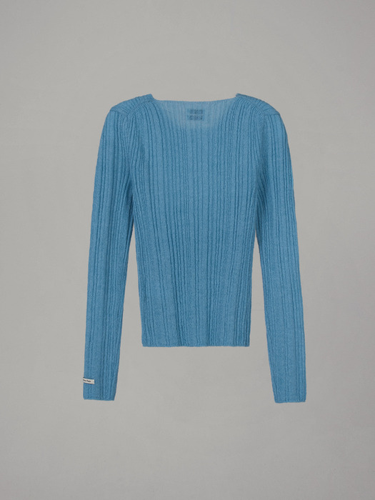 MOHAIR RIB KNIT TOP_OCEAN BLUE