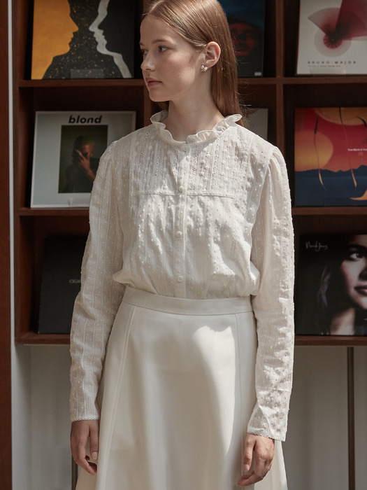 Vintage lace frill blouse - Off white