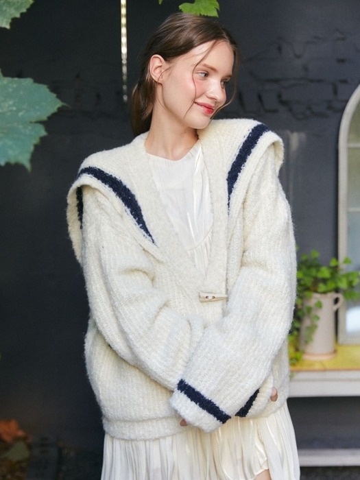 sailor wool boucle cardigan_ivory