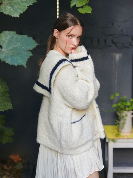 sailor wool boucle cardigan_ivory