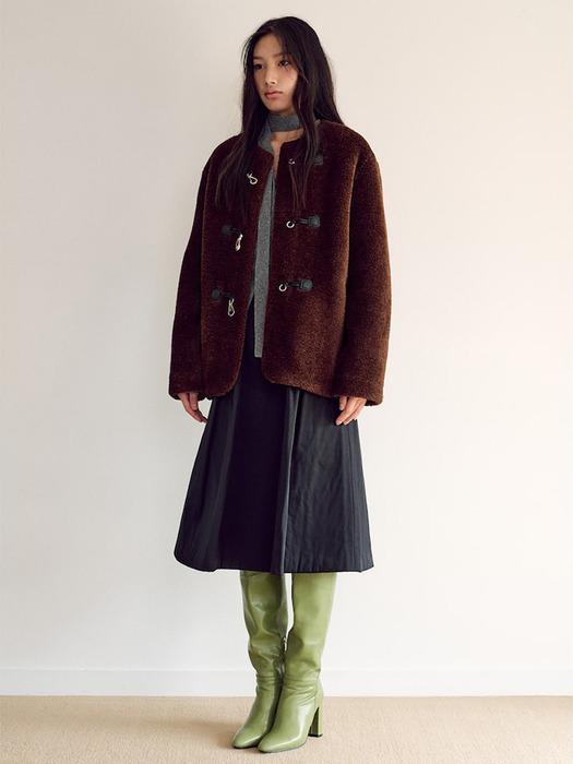 Duffle Midi Fur Coat  Brown (KE4X3VM03D)