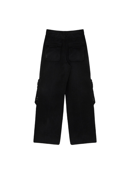 DIRTY WASHED HEAVY CARGO PANTS IN BLACK