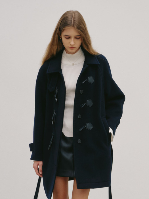 BARCELONA Cashmere Mac Toggle Wool Half Coat_Royal Navy