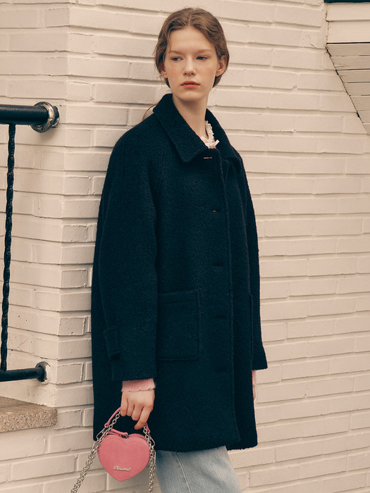 WOOL HALF COAT BLACK