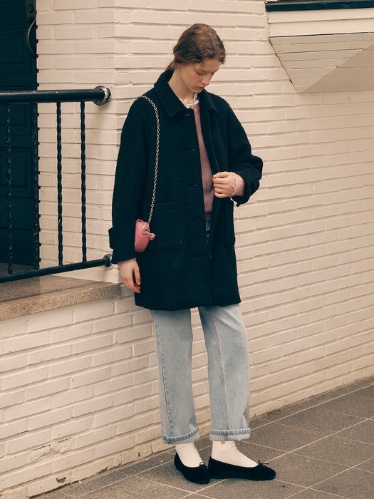 WOOL HALF COAT BLACK